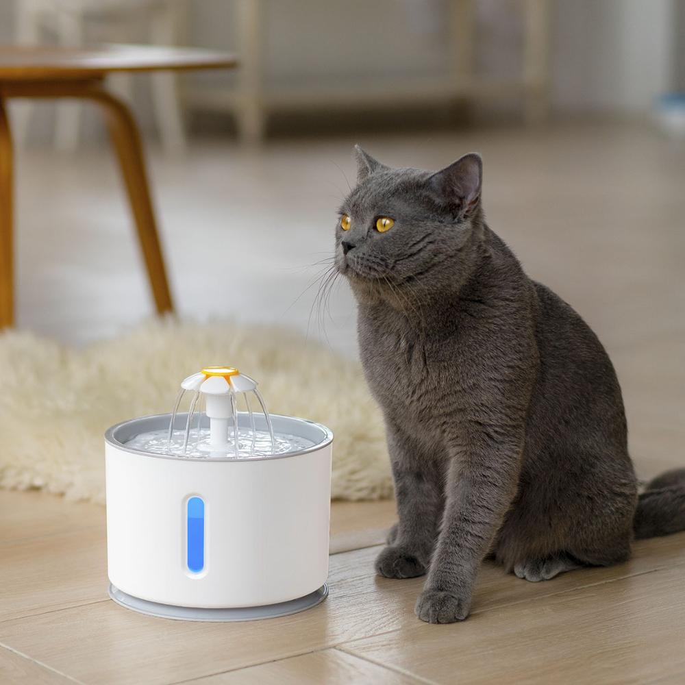 Automatic Pet Cat Water Fountain with LED Lighting 5 Pack Filters - scottsoutlet