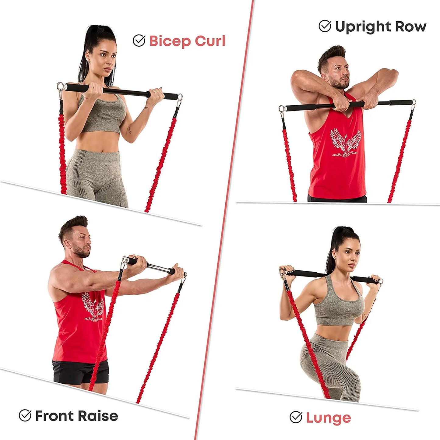 Workout Bar Fitness Resistance Bands Pull Rope