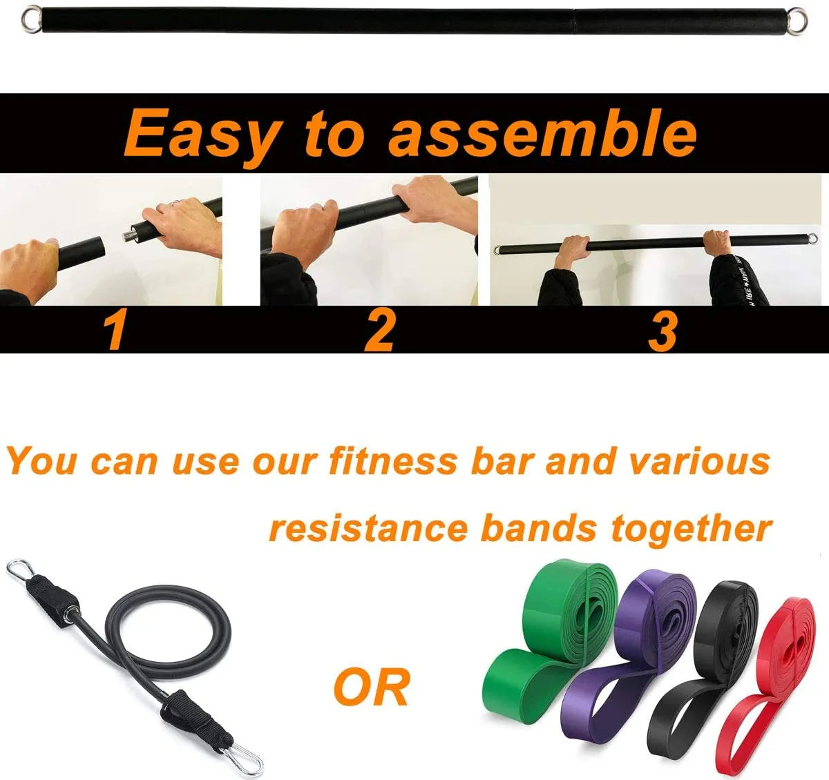 Workout Bar Fitness Resistance Bands Pull Rope