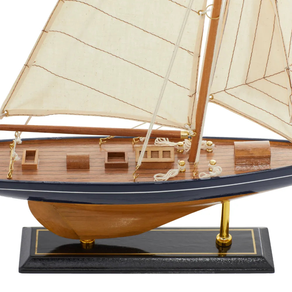 Coastal Wood Sail Boat Sculpture, 17"W X 21"H