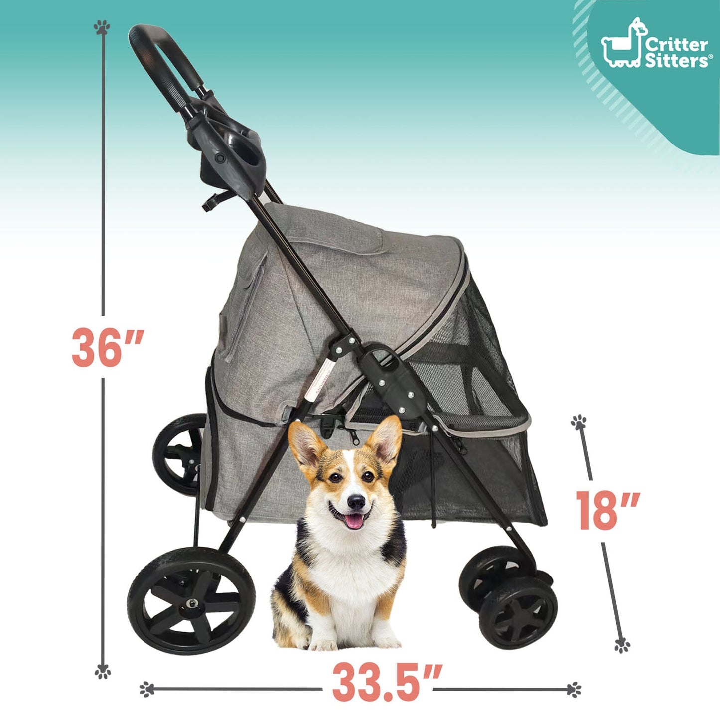 Foldable Pet Stroller for Small Dogs/Cats with Breathable Scratch Resistant Mesh Windows | Cup Holders | Storage Pockets | - scottsoutlet
