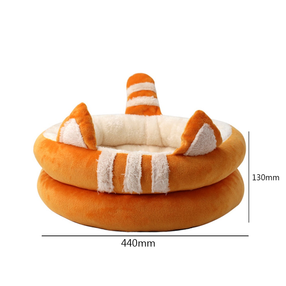 Round Cat Plush Cushion Bed - scottsoutlet
