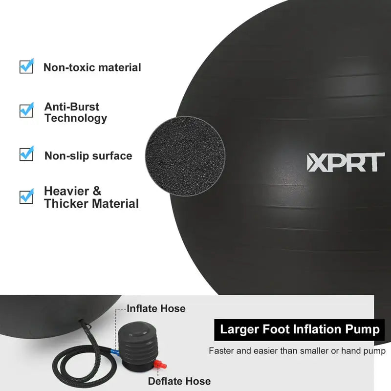 Workout Ball,  Great for Fitness, Balance and Stability Extra-Thick with Quick  - 75 cm