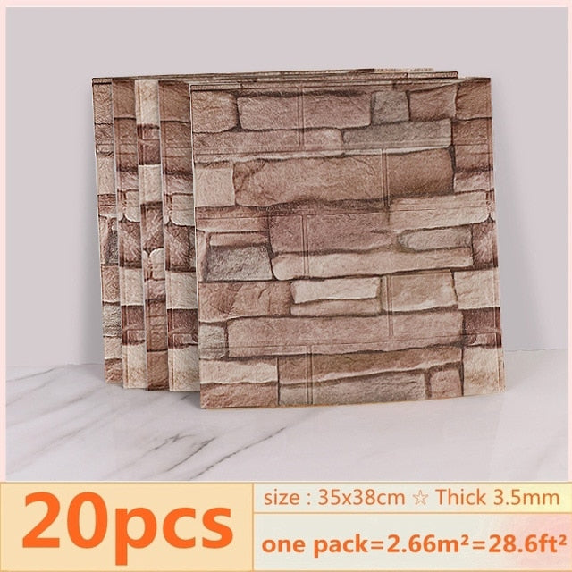 20pcs 3D Wall Decal Wallpaper Self Adhesive Brick Sticker - scottsoutlet