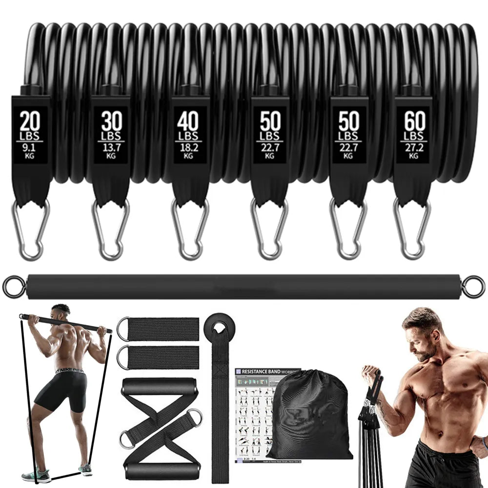 Workout Bar Fitness Resistance Bands Pull Rope