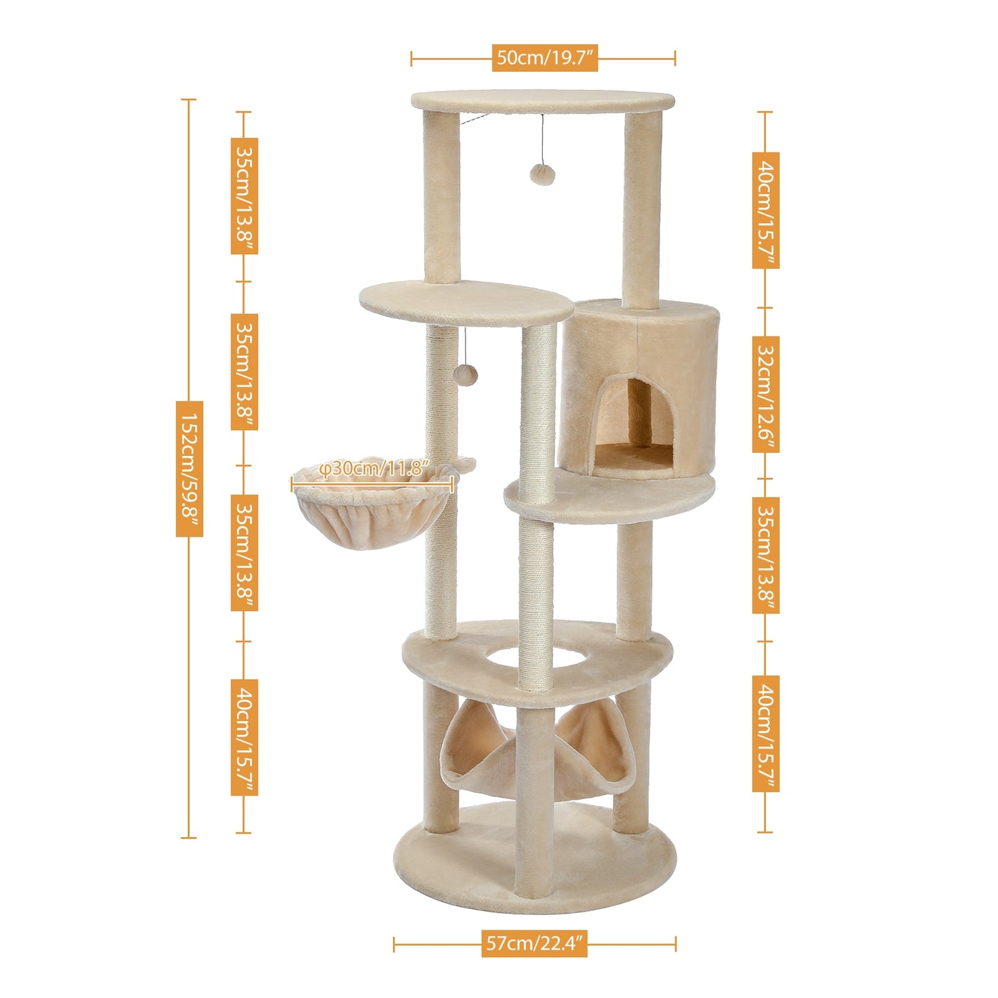 Cat Tree with Scratching Posts & Hammock - scottsoutlet