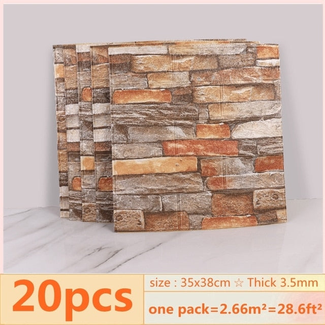 20pcs 3D Wall Decal Wallpaper Self Adhesive Brick Sticker - scottsoutlet