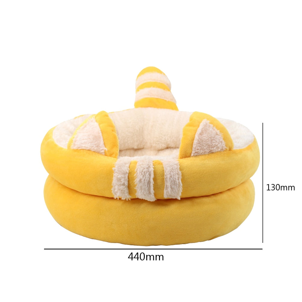 Round Cat Plush Cushion Bed - scottsoutlet