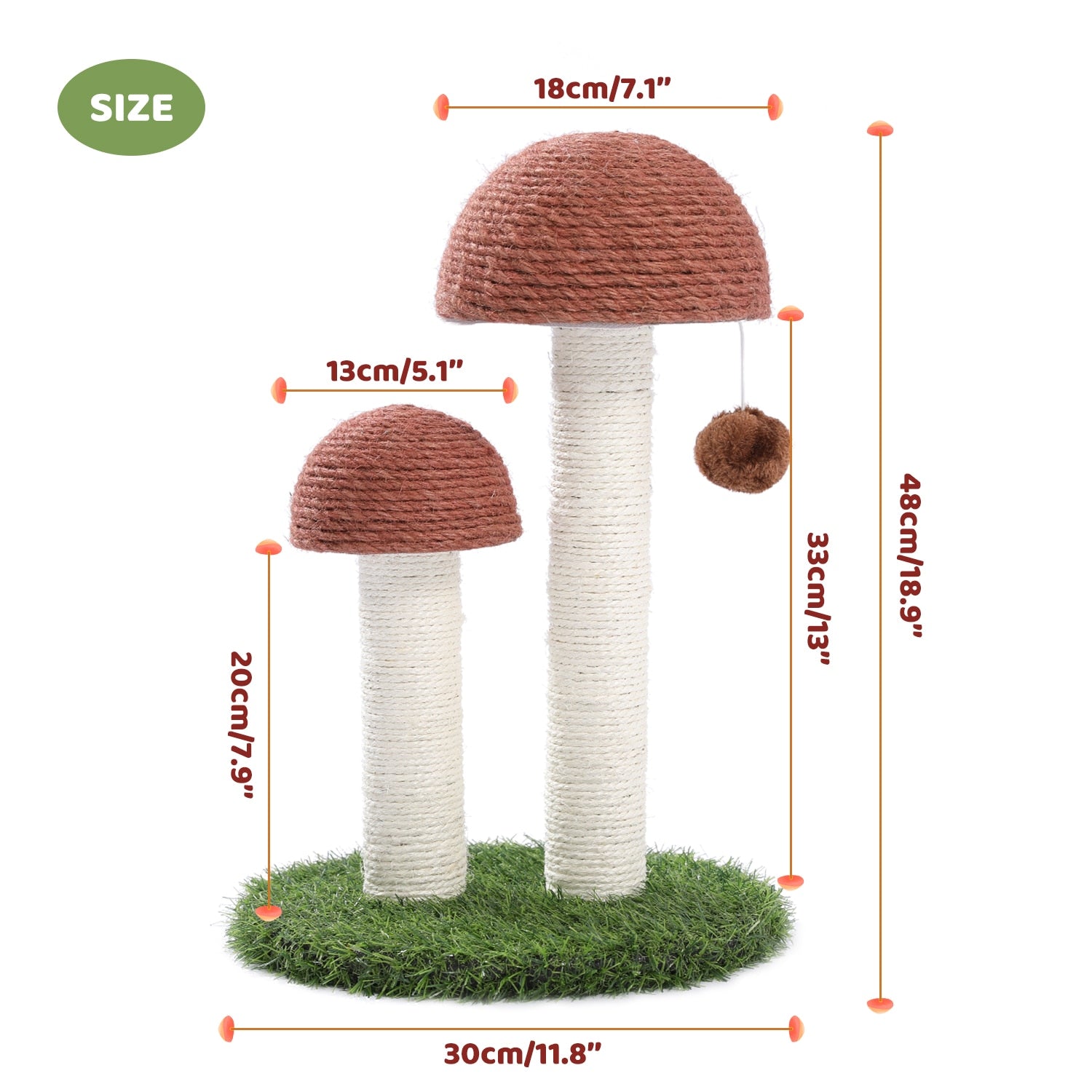 Mushroom Small Cat Tree with Scratching Posts - scottsoutlet