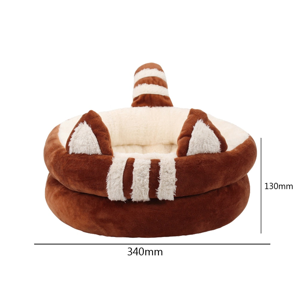 Round Cat Plush Cushion Bed - scottsoutlet