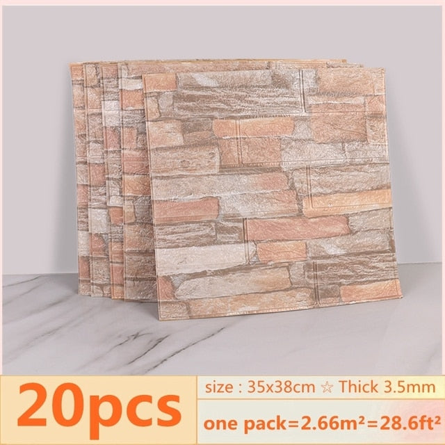 20pcs 3D Wall Decal Wallpaper Self Adhesive Brick Sticker - scottsoutlet