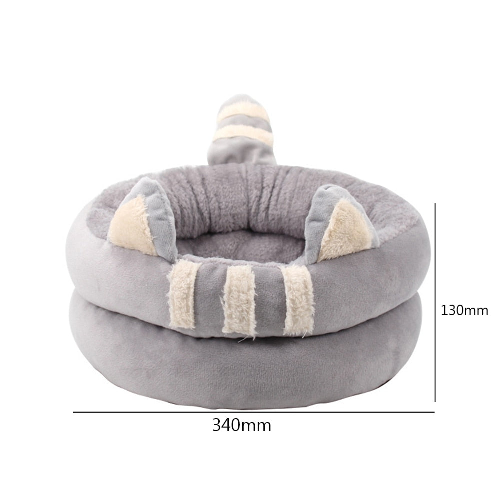 Round Cat Plush Cushion Bed - scottsoutlet