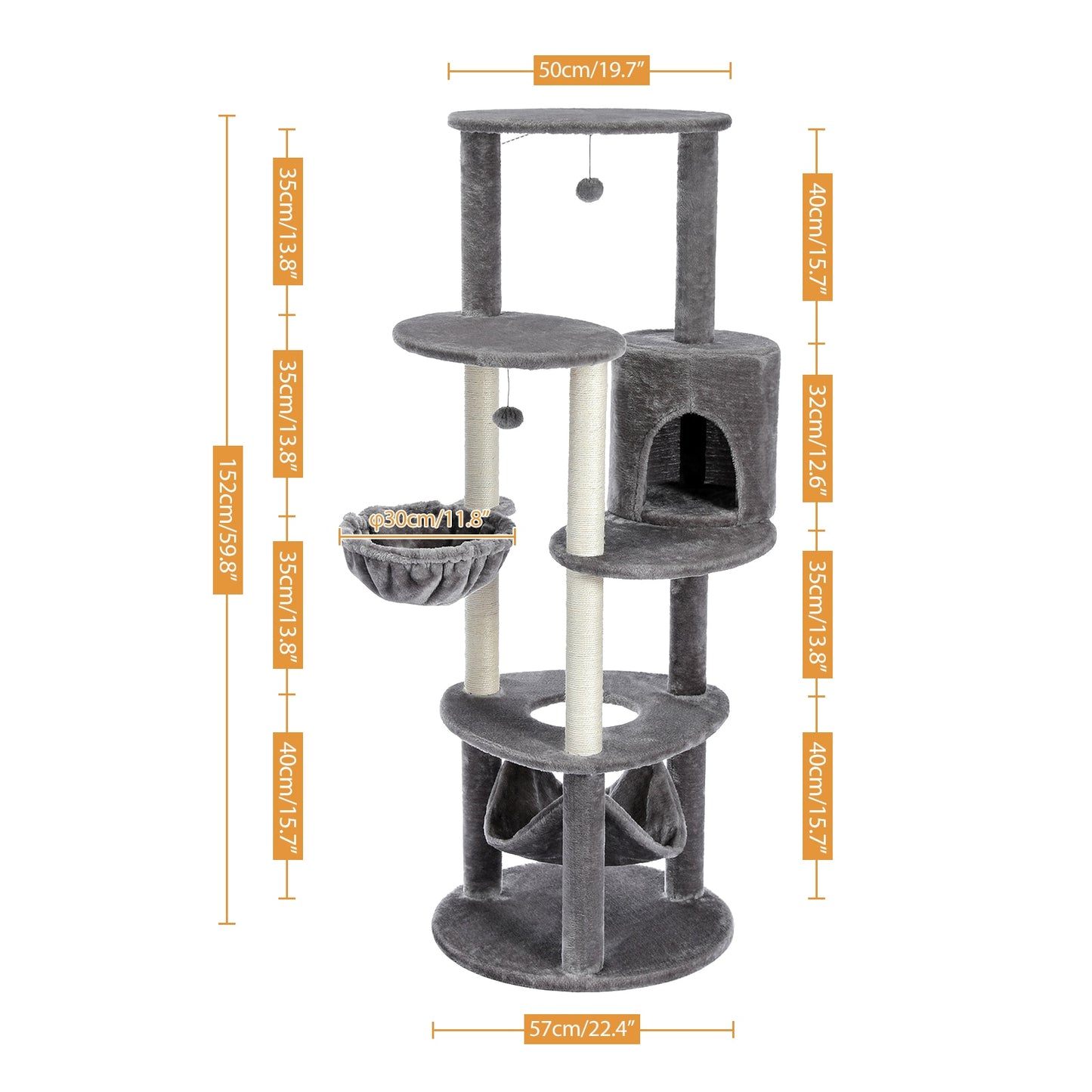 Cat Tree with Scratching Posts & Hammock - scottsoutlet