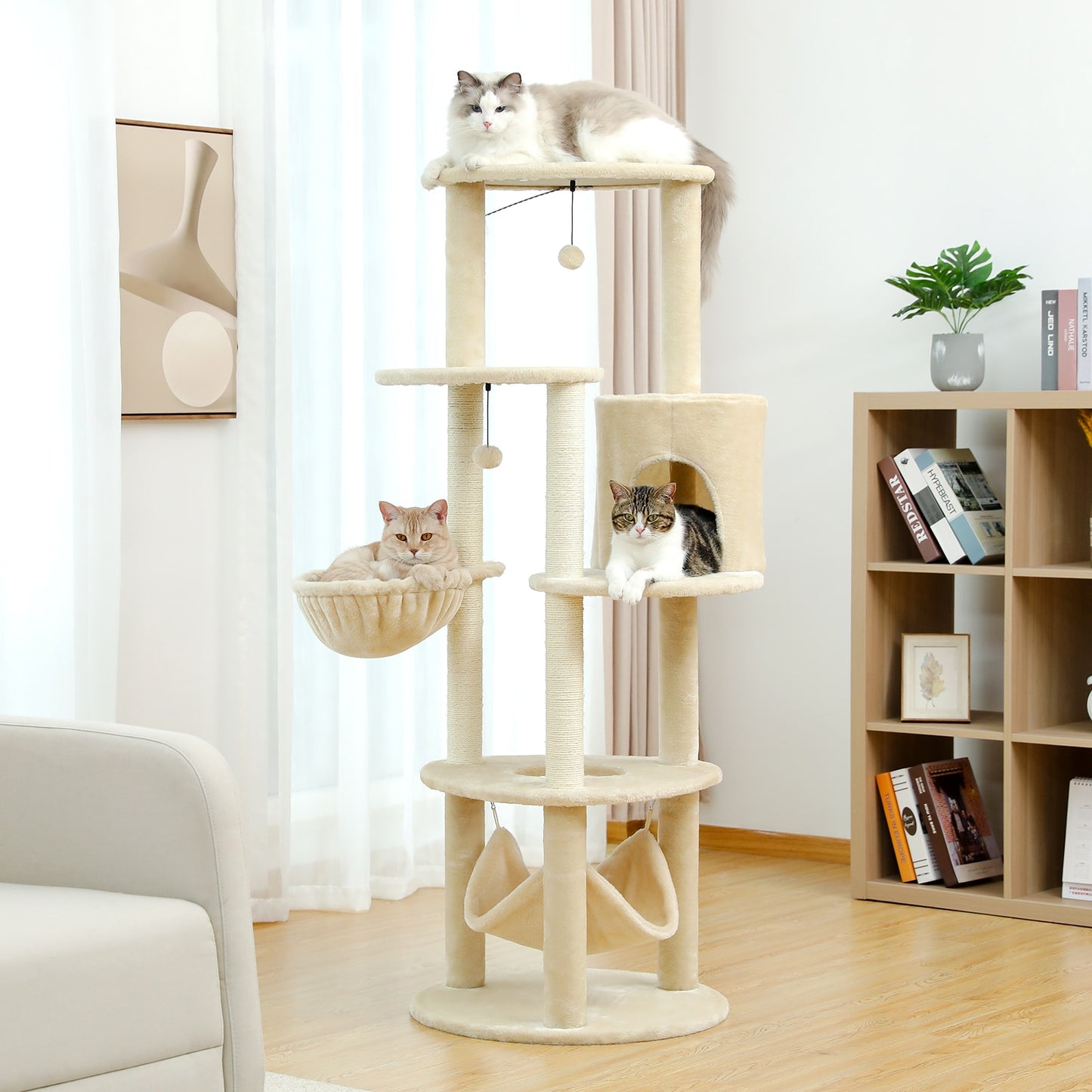 Cat Tree with Scratching Posts & Hammock - scottsoutlet